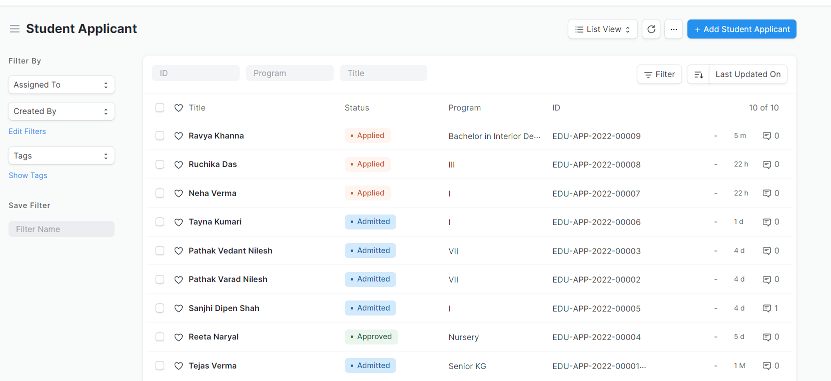 <b>Student Applicant<b>